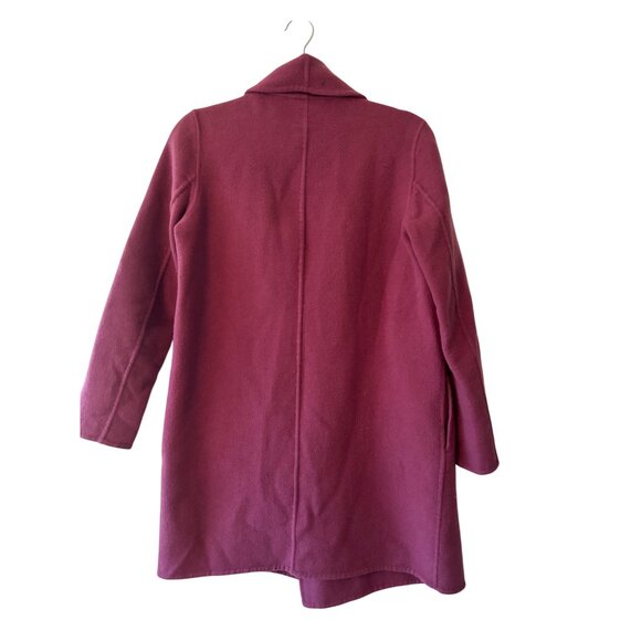 Massimo Dutti Womens Burgundy Wool Blend Long Coat Open Front Size M Side Pocket - Picture 3 of 11